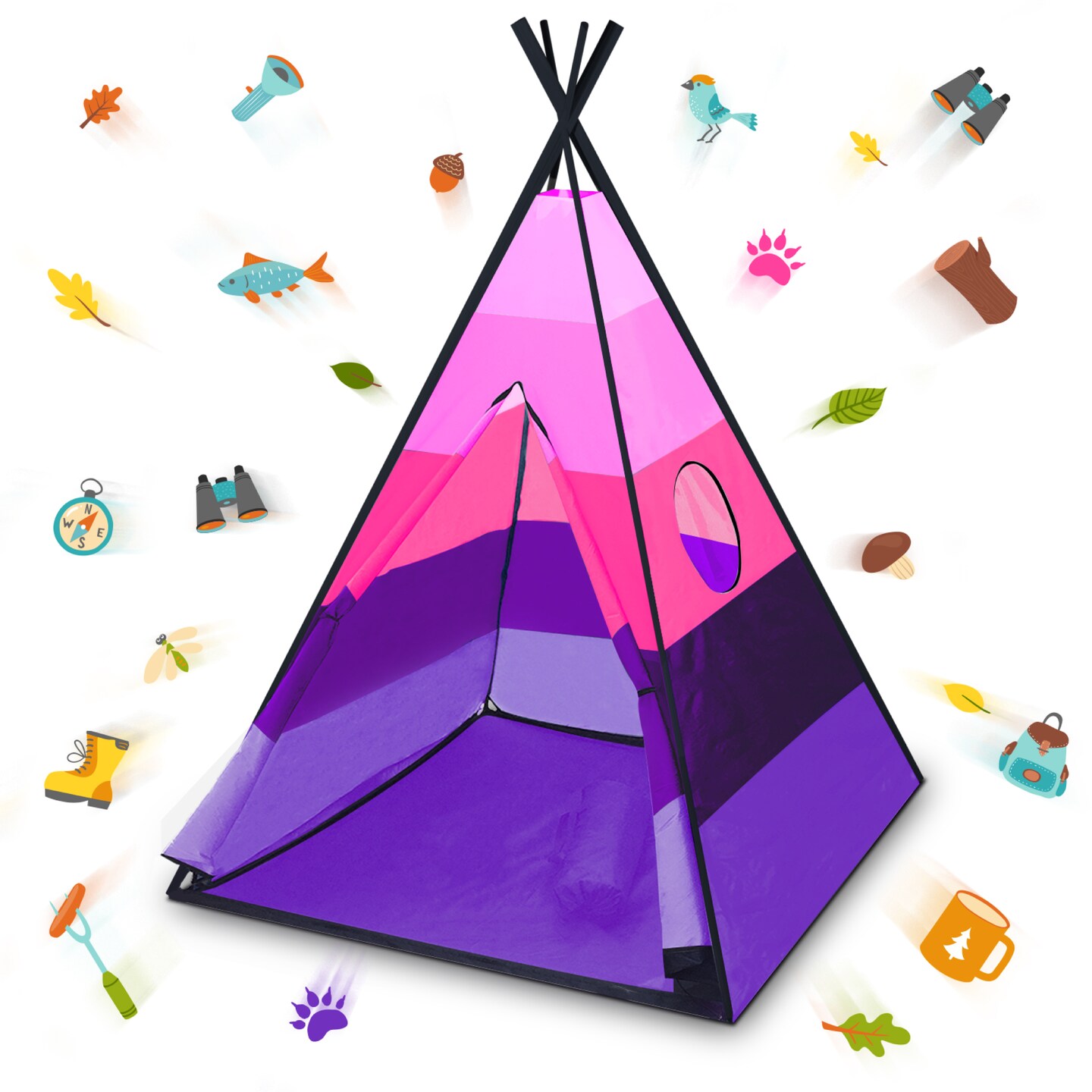USA Toyz Happy Hut Teepee Tent for Kids - Pink