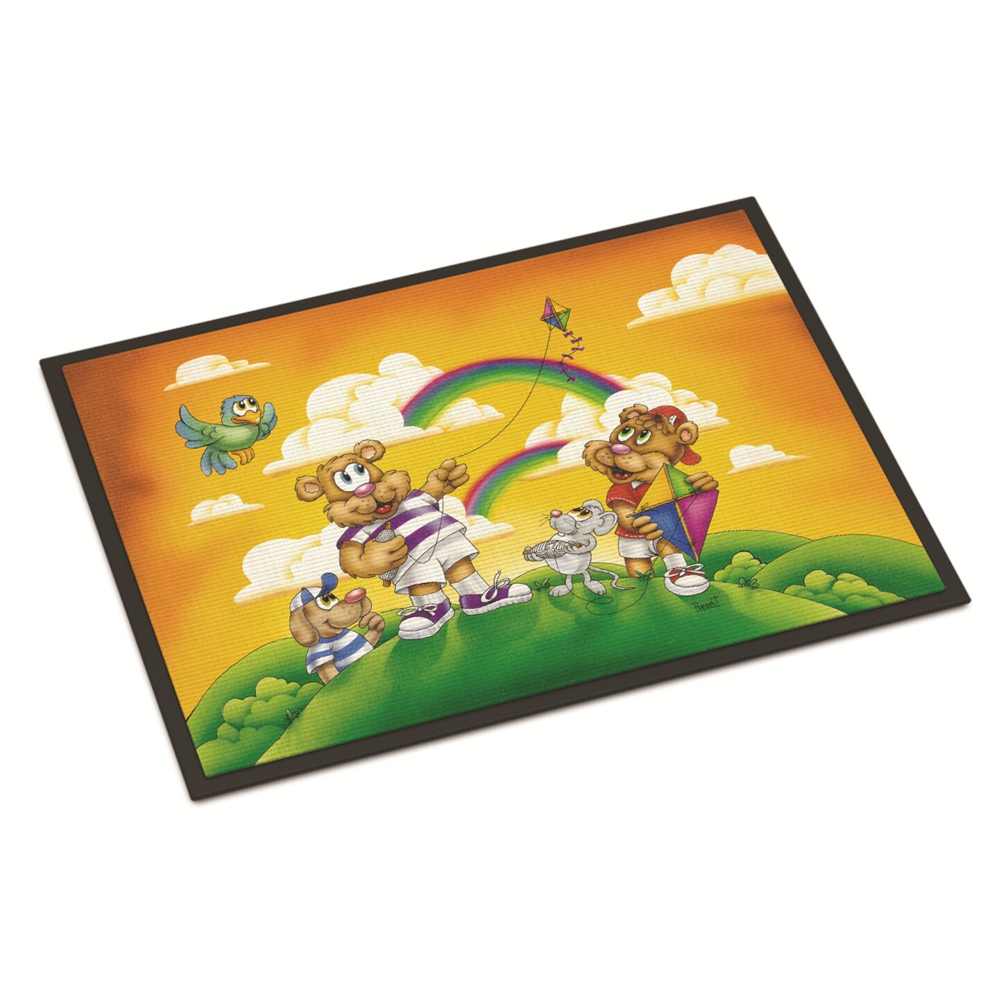"Caroline's Treasures Bears Flying a Kite Indoor or Outdoor Mat 24x36