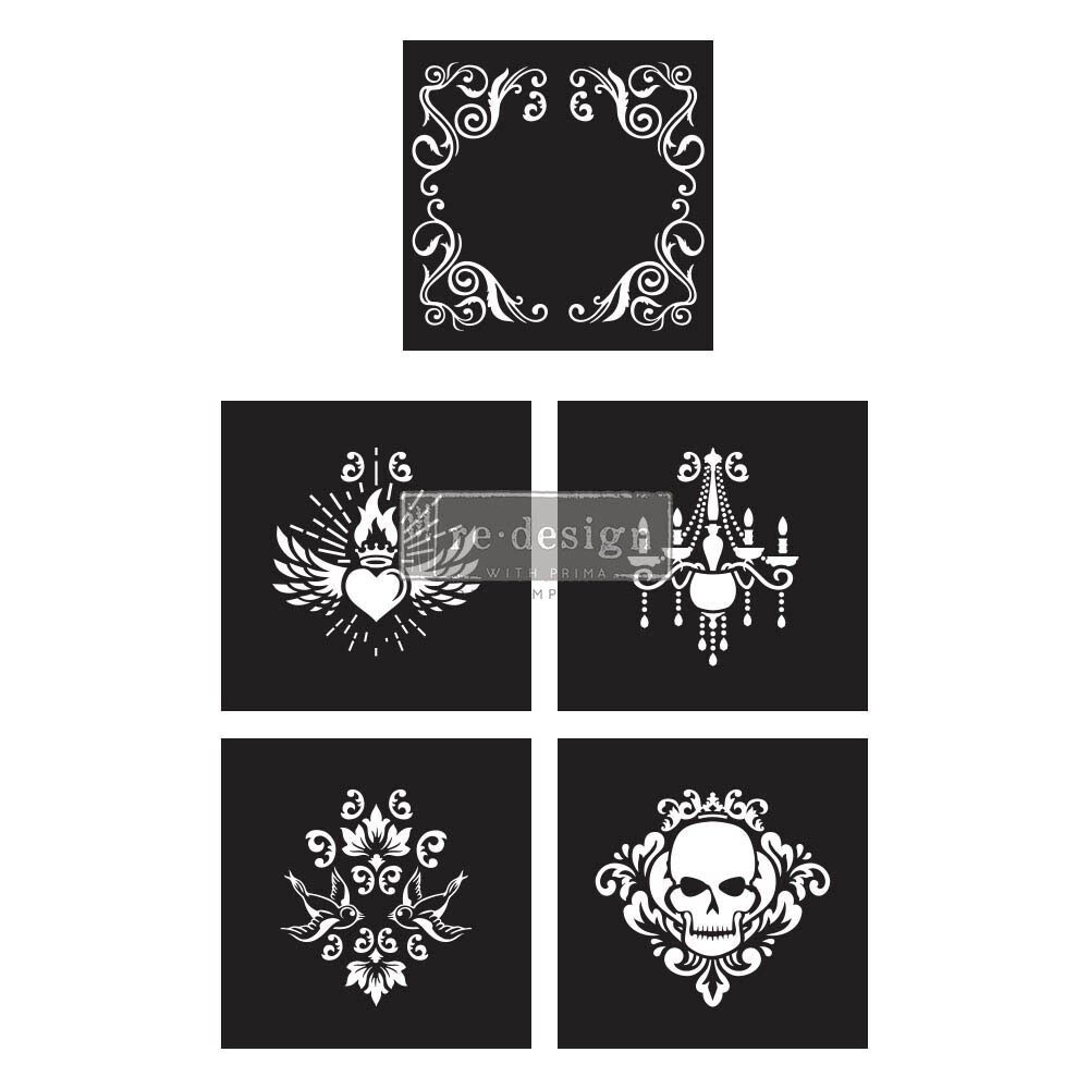 Redesign With Prima Decor Stencils Cece - Mix & Style - Glam Punk - 5 pcs, 12"x12" sheet size each 655350657079