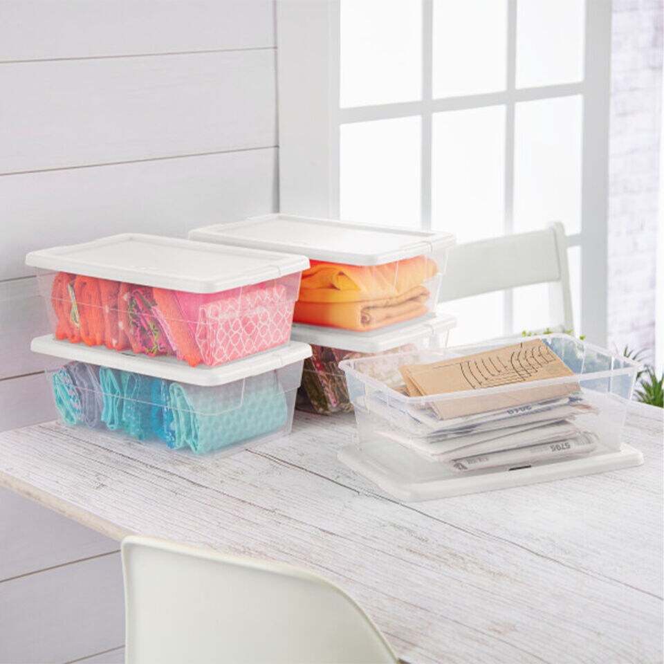 12 PCS 6 Quart Stackable Storage Box with Lid
