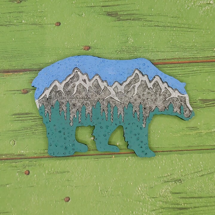 Bear with Mountain Scene Silicone Freshie Mold