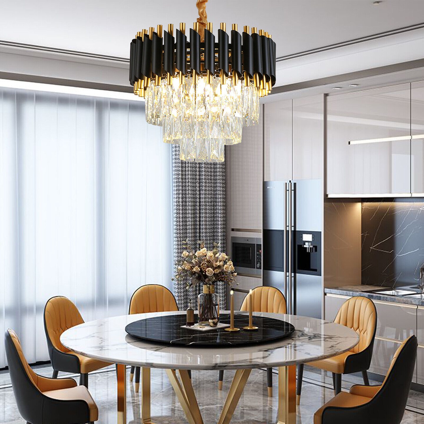 Kitcheniva Modern Chandelier Luxury Crystal LED Ceiling Light