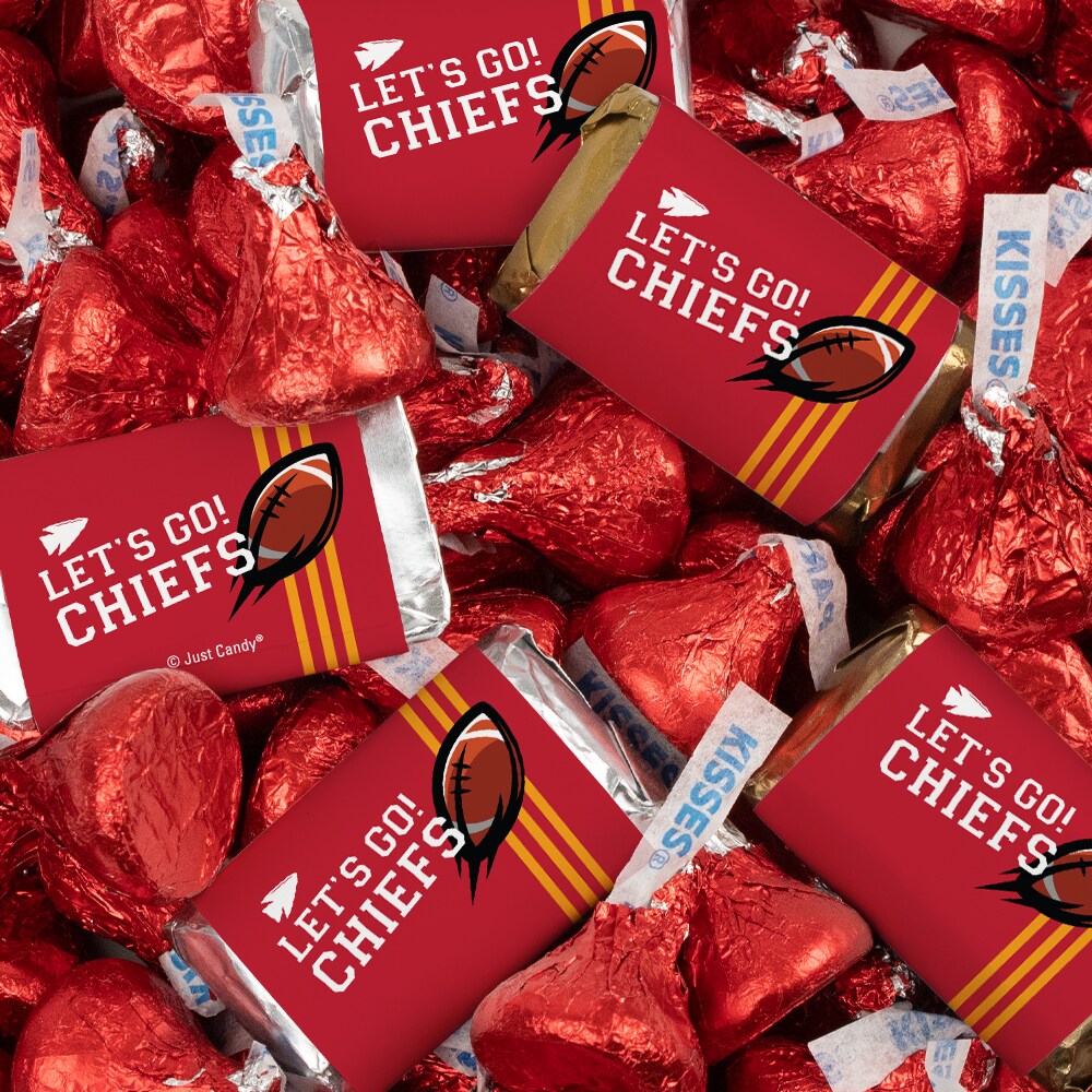 131 Pcs Chiefs Football Party Candy Favors Hershey&#x27;s Miniatures &#x26; Kisses (1.65 lbs, Approx. 131 Pcs)
