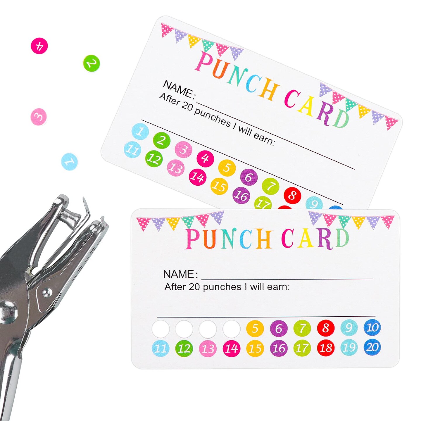 120 Pieces Reward Punch Cards Behavior Incentive Awards for Kids Students Teachers Home Classroom School Business Loyalty Card Positive Reinforcement Tool - 2" x 3.5"