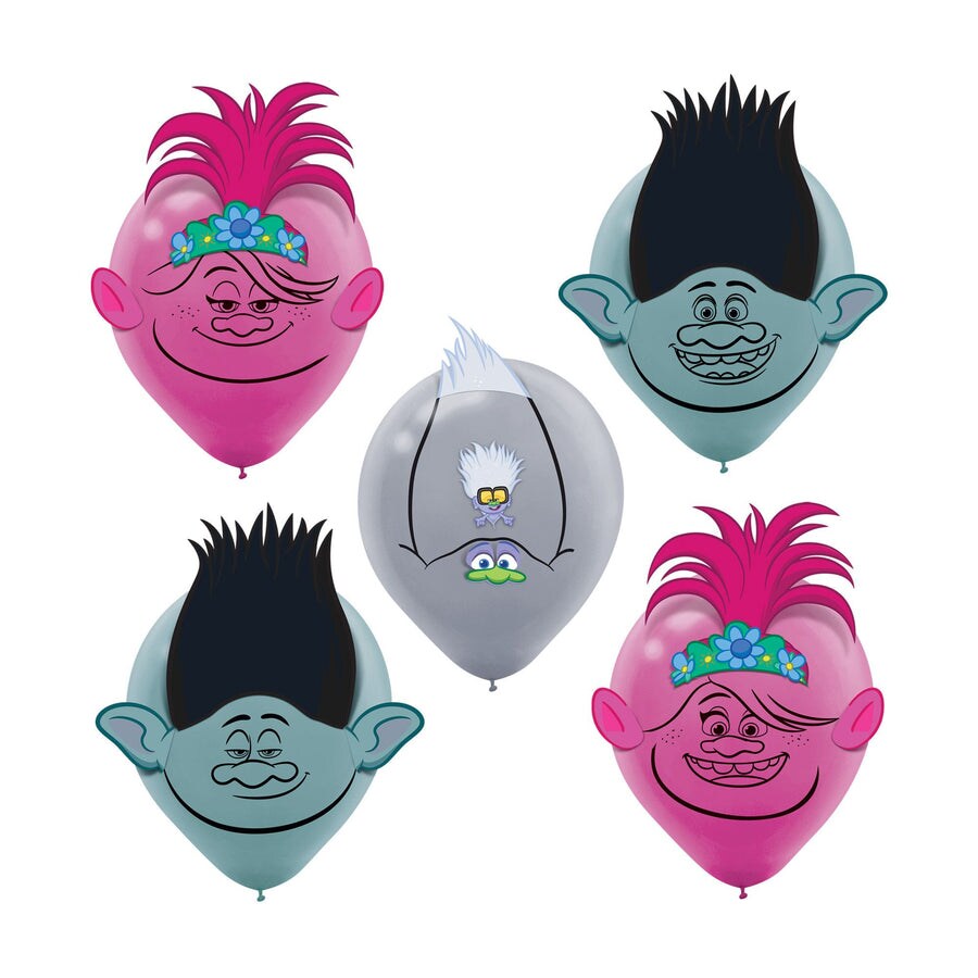 Trolls World Tour 12&#x22; Latex Balloon Decoration Kit, 6ct