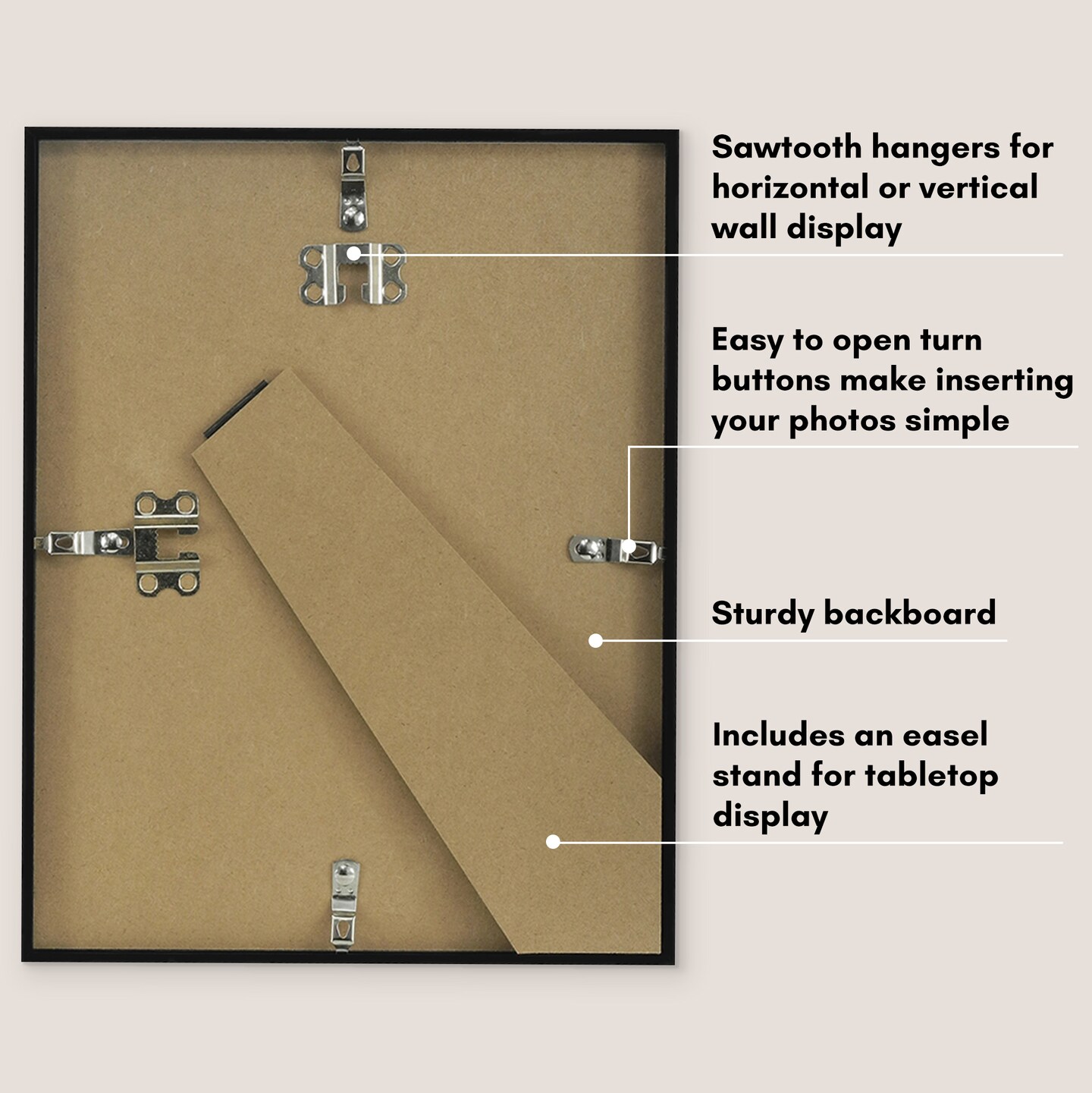 Americanflat 8.5x11 Thin Border Diploma Flame - Showcases Certificates and Diplomas - Document Picture Frame - Shatter Resistant Glass - Hanging Hardware and Easel for Table Display - Black