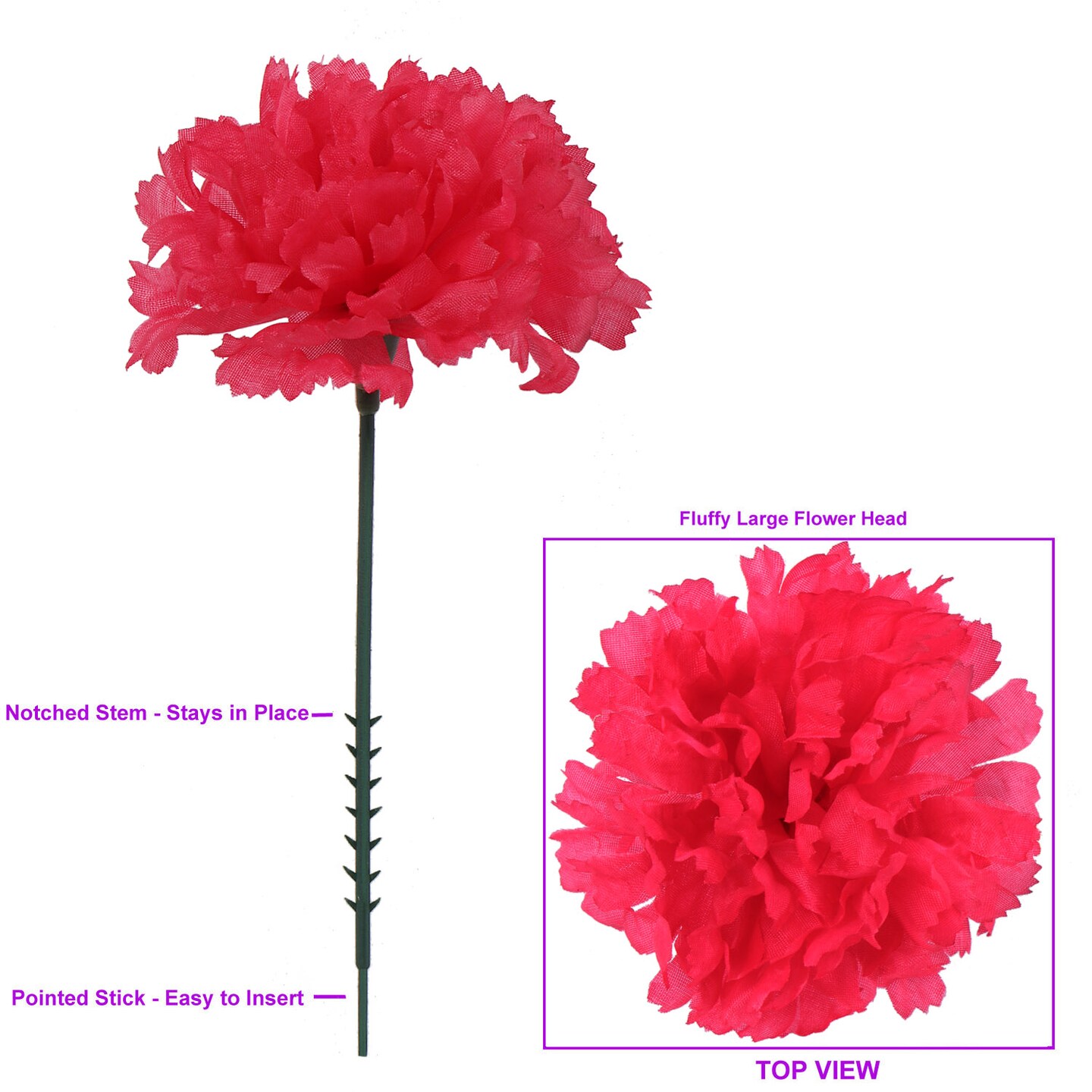 Set of 100: Red Carnation Flower Picks, 5 Long, 3.5 Wide, Floral Picks, Crafting Supplies, Parties & Events, Home & Office Decor