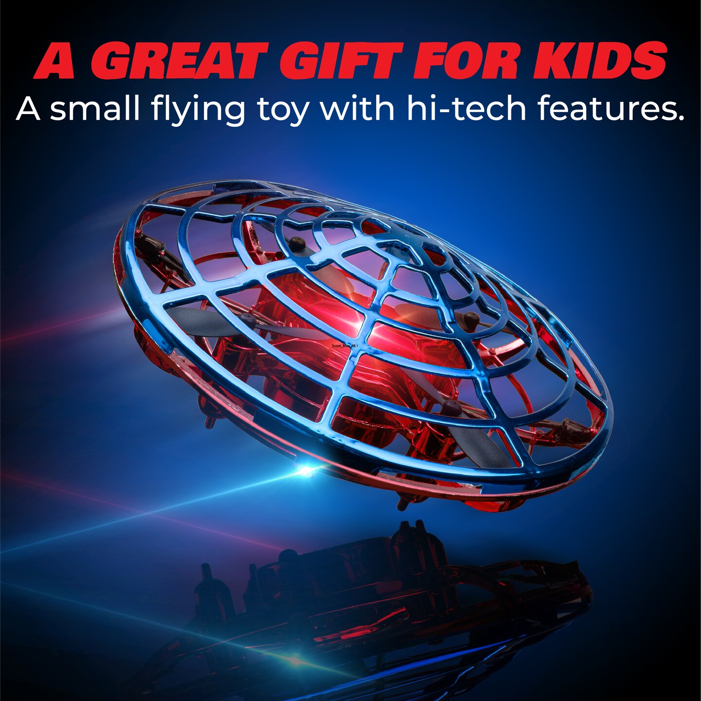 Force1 Scoot Combo Hand Operated Drone for Kids or Adults - Red/Blue