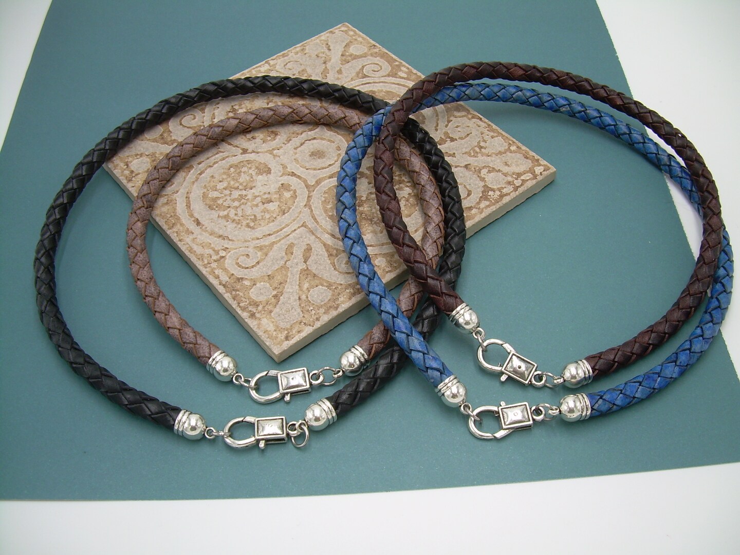 Handmade Thick shops Braided Leather Necklace