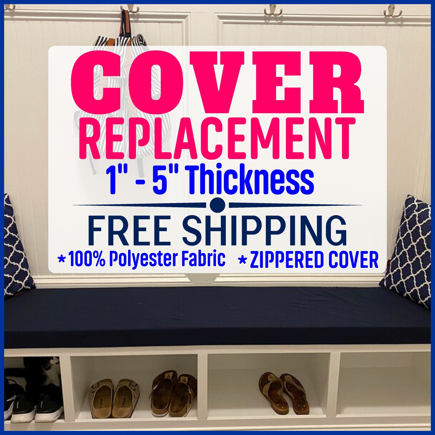 FREE SHIPPING - Custom buy Cushion Cover / Mattress Cover / Cushion Recovering / Cushion Slipcover / Custom Size Cover