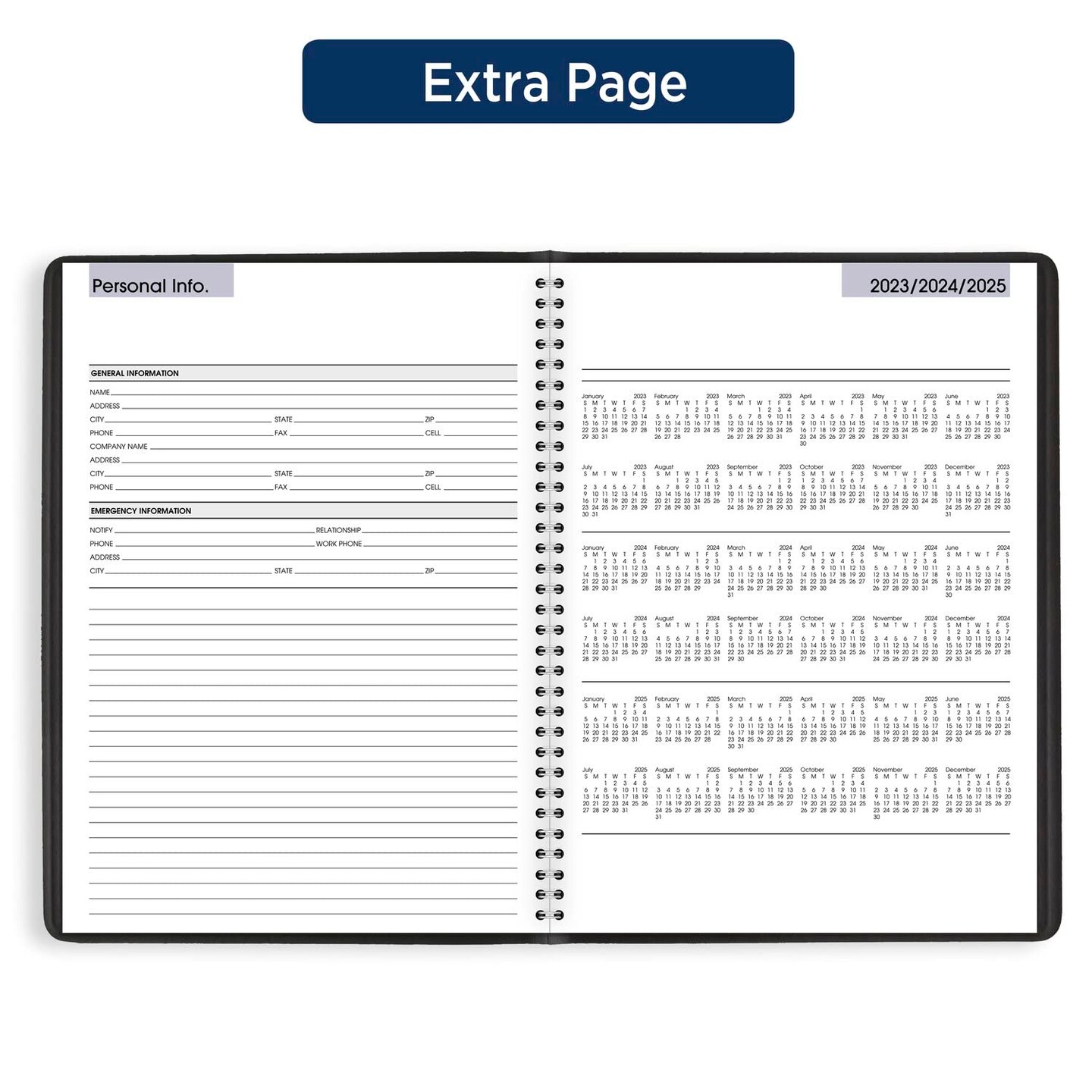 2024 Weekly Planner, DayMinder, Quarter-Hourly Appointment Book, 8&#x22; x 11&#x22;, Large, Black (G5200024)