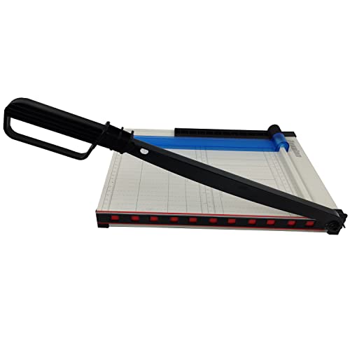 Paper Cutter Letter Size Paper Trimmer 12” Cut Length 12 Sheet Capacity Guillotine Paper Photo Cutter with Magnet Clamp, Paper Guide, Size Guideline