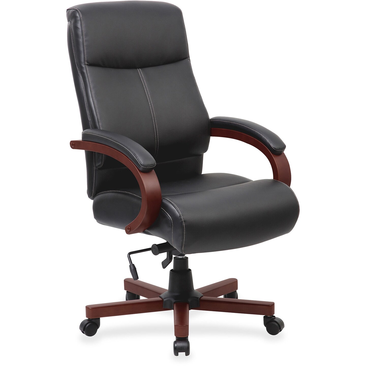 Lorell High Back Executive Chair, 27&#x22; x 31&#x22; x 47&#x22;, Black/Mahogany