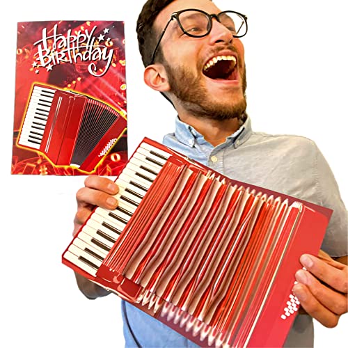 Accordion Birthday Card – Open/Close to Play 'Happy Birthday' - Music Present for Men, Present for Musicians, Birthday Card for Kids & Men, Birthday Pop Up Card, Bday Greeting Cards