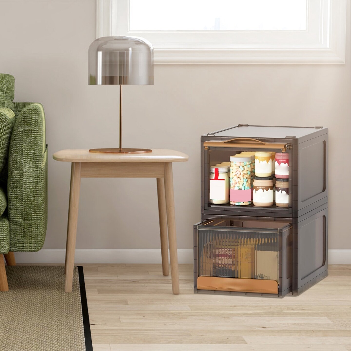 16.5L Stackable Storage Bin Plastic Drawer with Lid Closet Organizer Two Ways Opening Storage Box