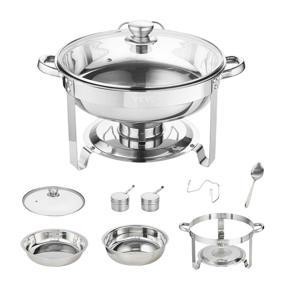 2 PCS 4 Quart Round Chafing Dish Set