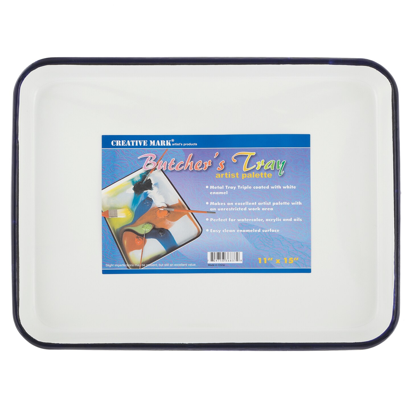 Creative Mark Butcher Tray Palette - Triple coated Enamel Tray Palette for Painting, Color Theory, Mixing, and more!