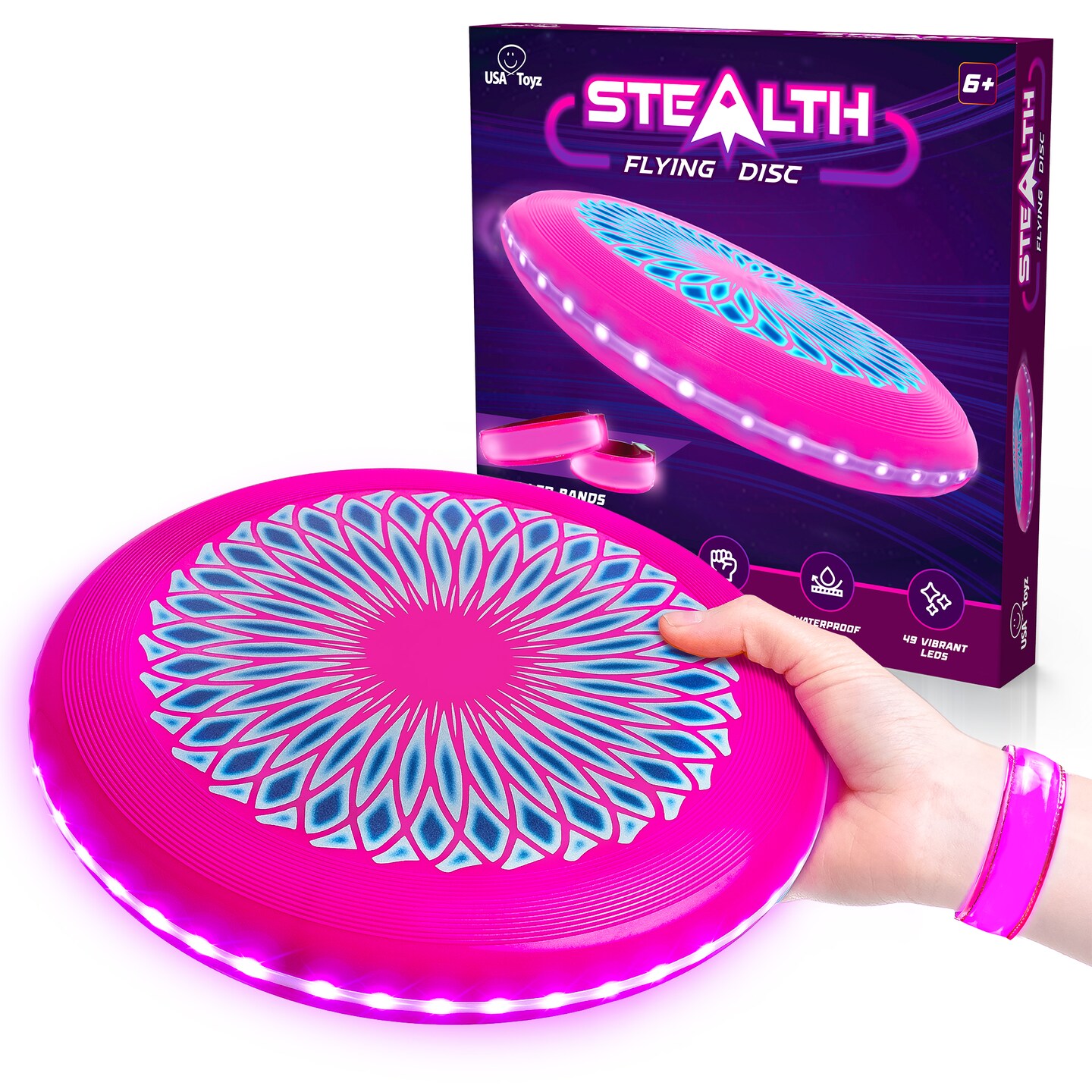 USA Toyz Stealth LED Flying Disc - Pink/Purple