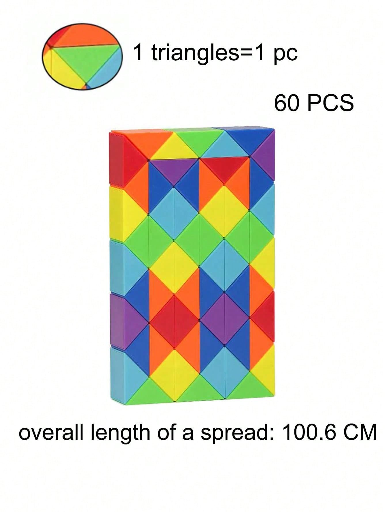 Rainbow Magic Snake Toy Cube Twist Puzzle 24-48 Wedges - Large Size Fidget Toy for Kids Adults Teens - Brain Teaser Stocking Stuffers Party Favors Game Goodie Bags Fillers