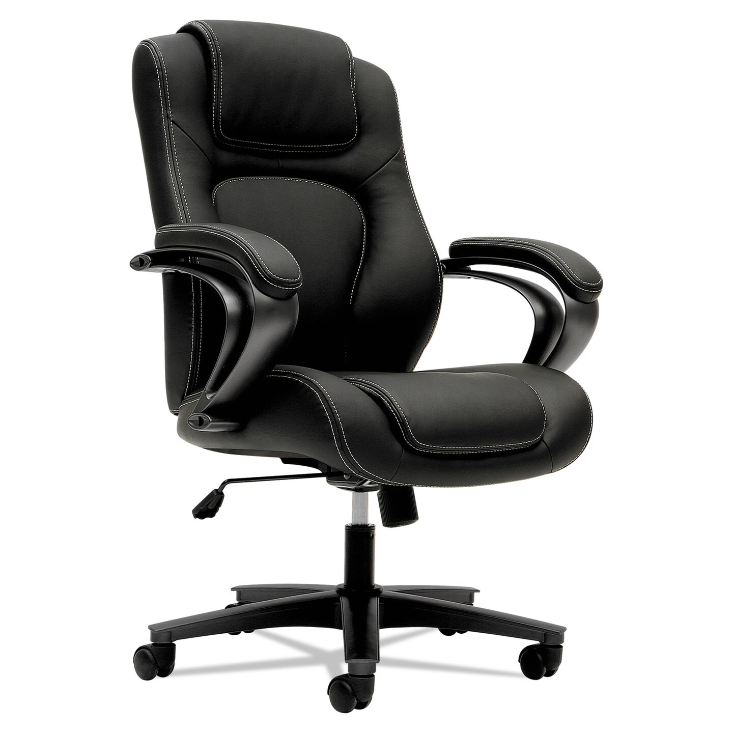 Basyx by Hon HVL402 Series Executive High-Back Chair, Supports up to 250 lbs., Black Seat/Black Back, Black Base