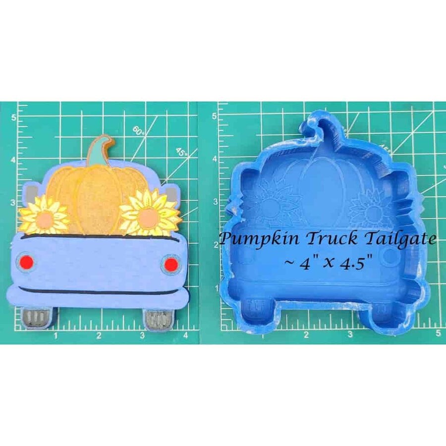 Vintage Truck Tailgate with Pumpkins Silicone Freshie Mold
