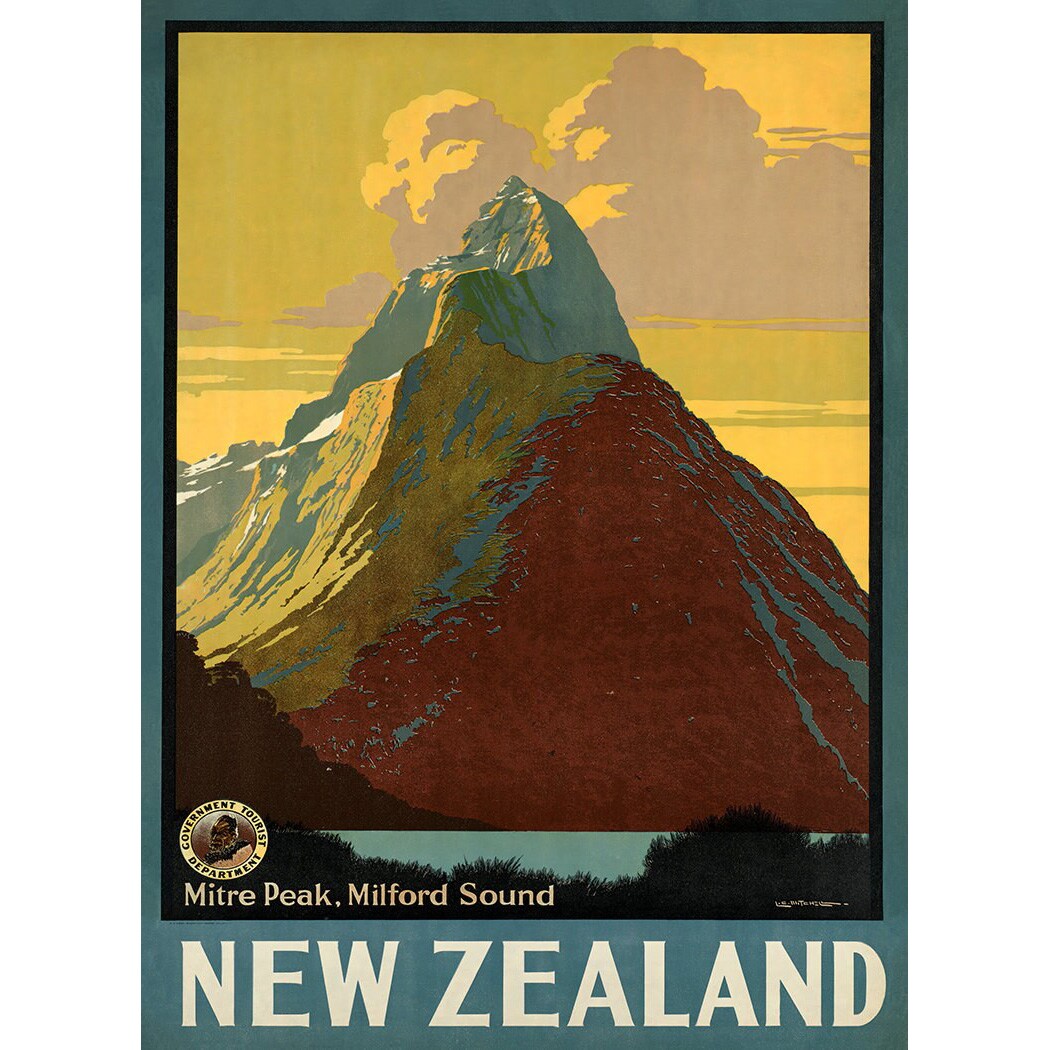 New Zealand Milford Sound - Vintage Travel Poster Prints