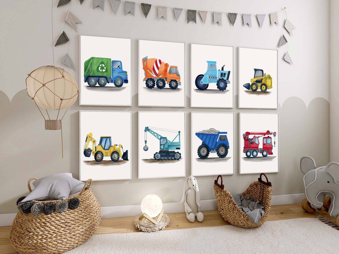 Black White Transportation Art Set offers of 12 Prints, Truck Wall Art, Nursery Poster, Construction Vehicles Art, Kids Wall Decor,Nursery Wall Art