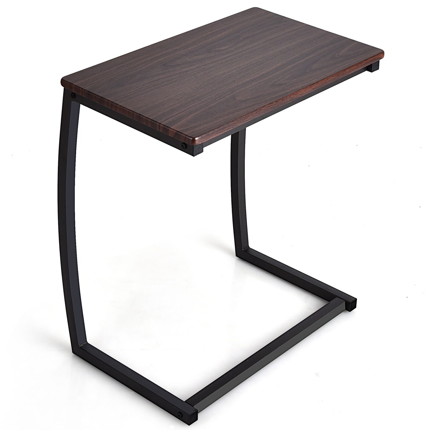 C-shaped Sofa Side End Table with Black Steel Tube Frame