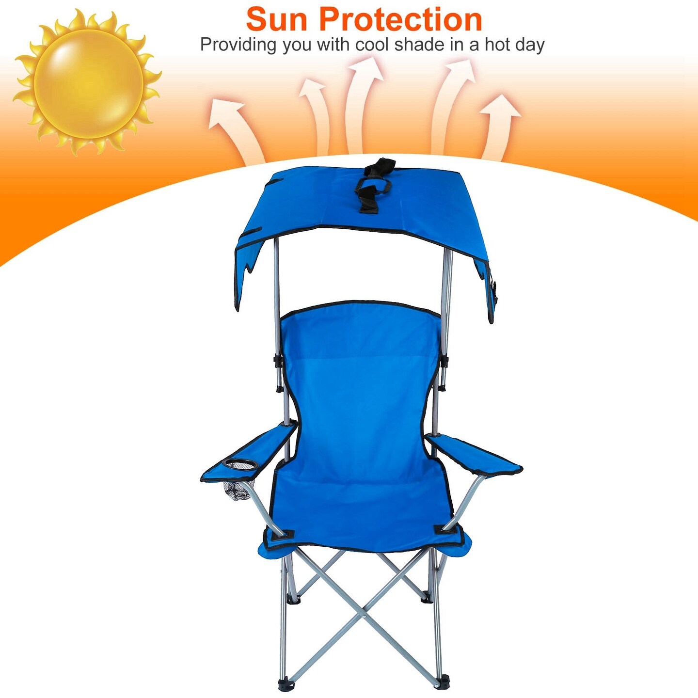 Foldable Beach Canopy Chair Sun Protection Camping - Holds 330LBS Load