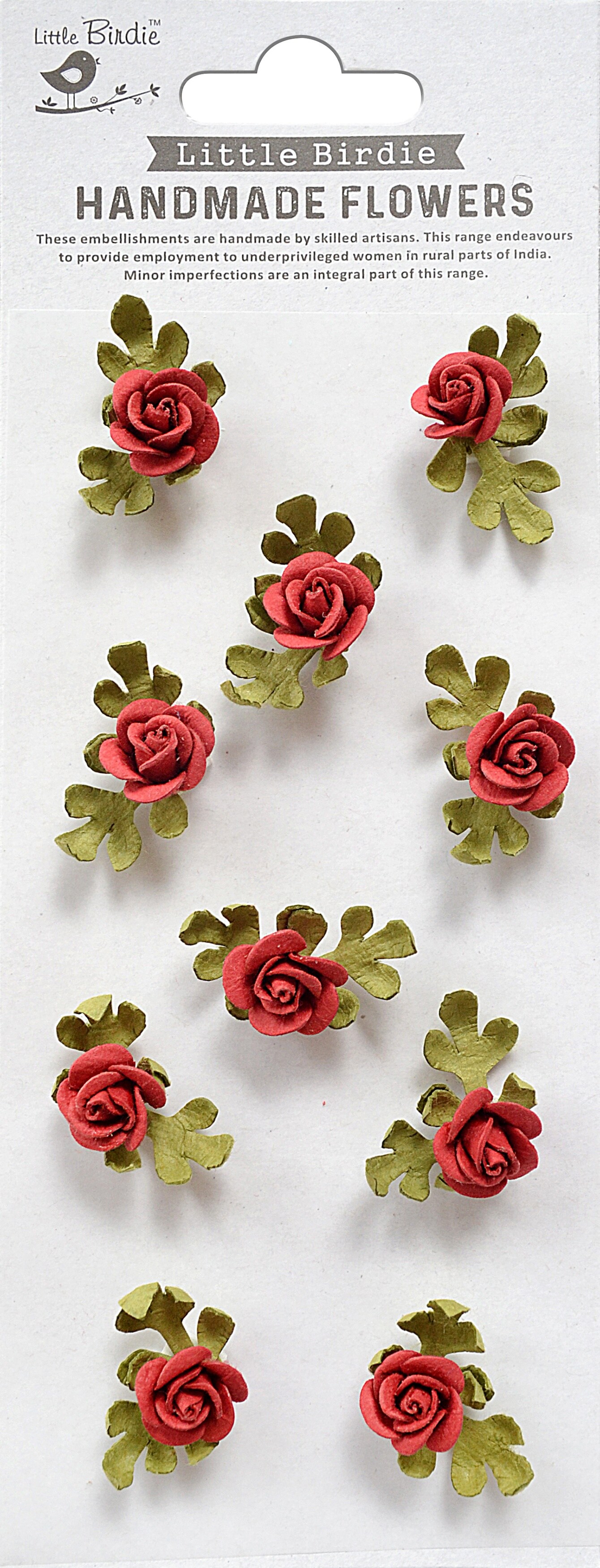 Little Birdie Petite Rose Paper Flowers 10/Pkg