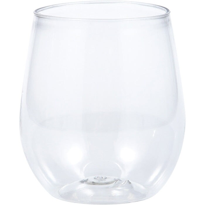 Clear Plastic Stemless Wine Glasses 14 Oz, 4 ct