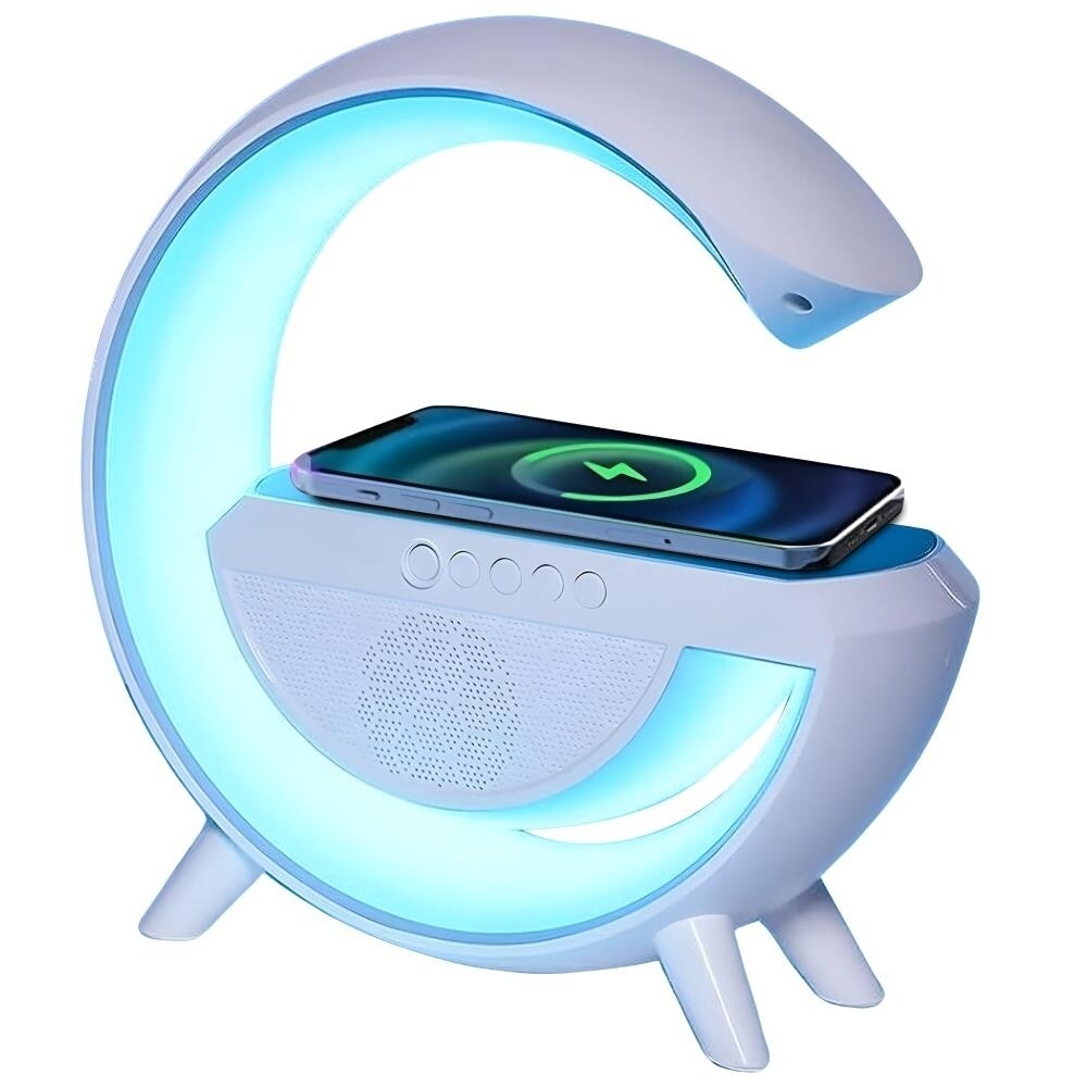 Technical Pro   LED Table Lamp with Wireless Charger  3-in-1 Night Light w/ Bluetooth Speaker and LED Light - Rechargeable