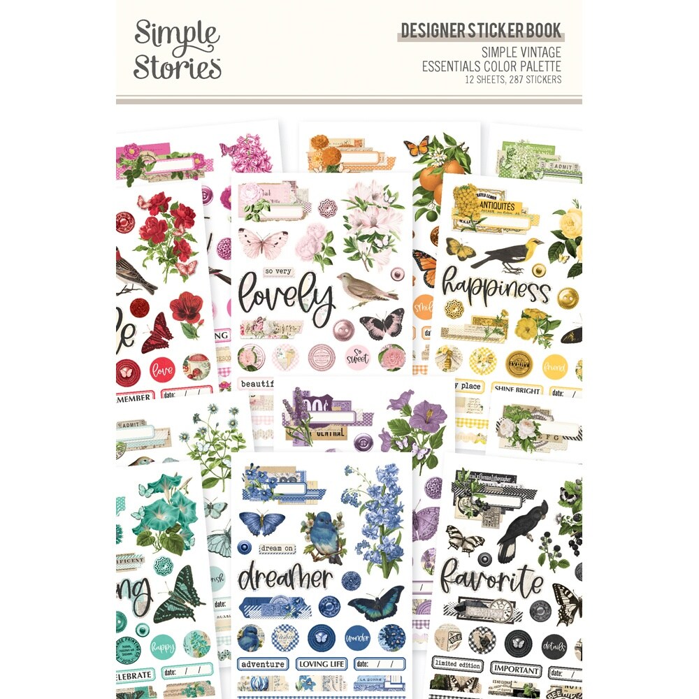 Simple Vintage Essentials Sticker Book 12/Sheets-Designer, Color Palette
