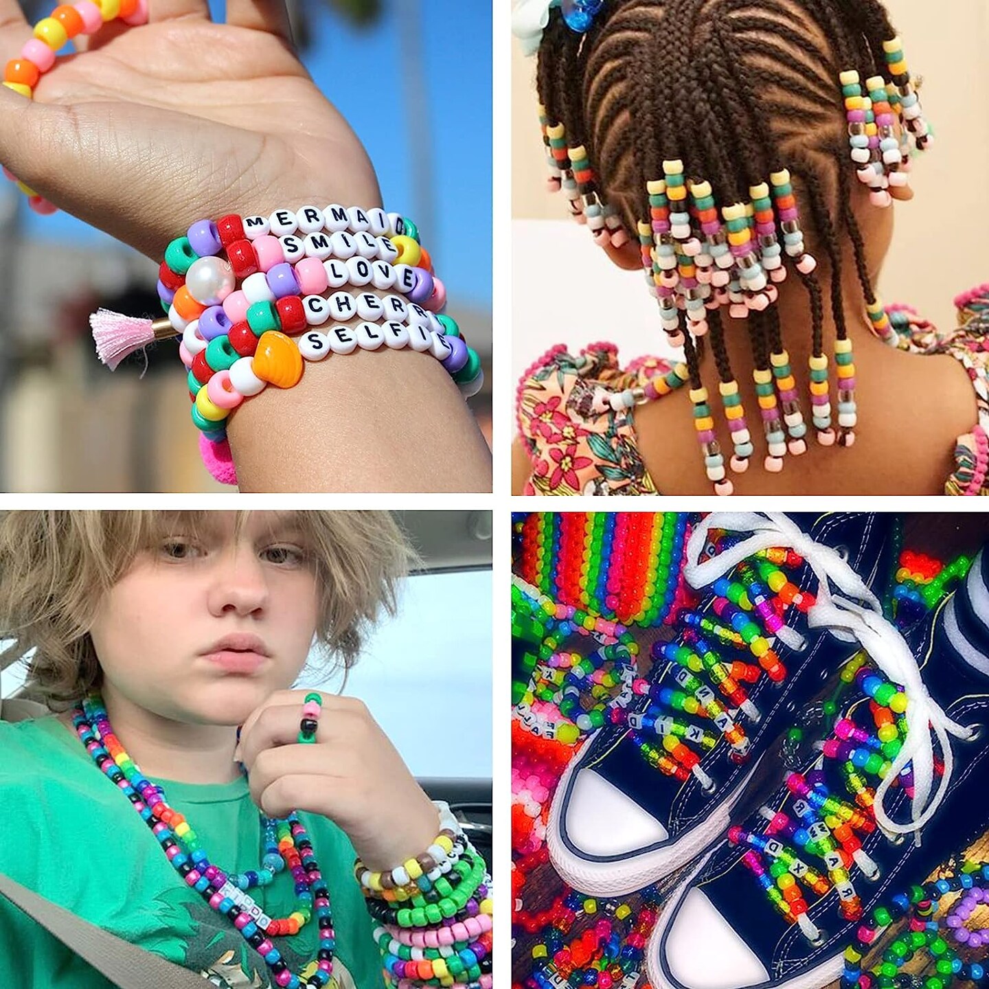 2350pcs, 64 Colors, Pony Beads for Bracelet Making Kit, Rainbow Kandi Beads Friendship Bracelet Kit, Letter Beads and Elastic Strings for Bracelet Necklace Making, Craft Gifts Set for Girls