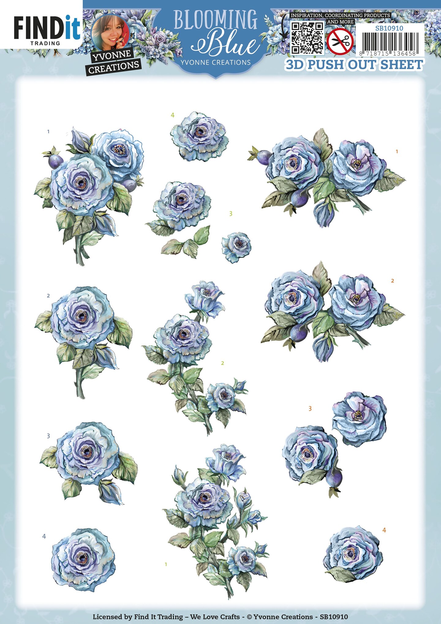 Find It Trading Yvonne Creations Punchout Sheet-Rosehip, Blooming Blue
