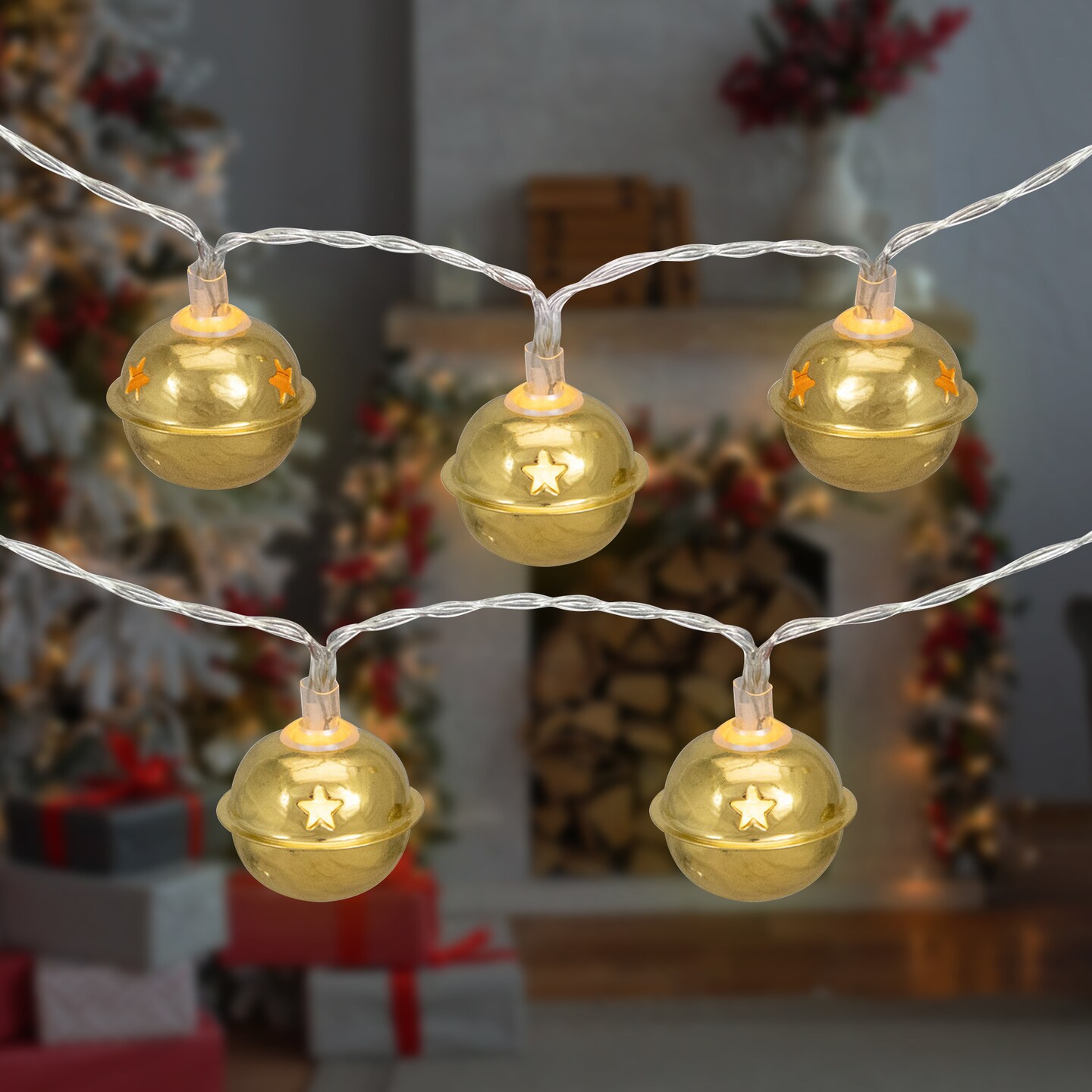 Northlight LED Christmas Bells Fairy Lights - 5.5' - Clear Wire - Gold - 10ct
