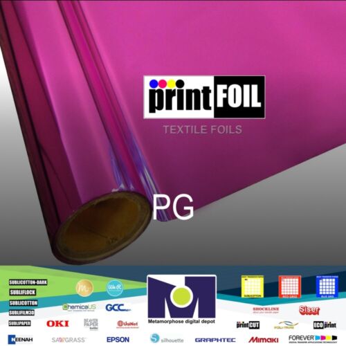 PrintFOIL Metallic Foil Heat Transfer Vinyl Pink Iron On Vinyl 12&#x22; X 25ft for HTV Vinyl for DIY Tshirt,Bags,Garments