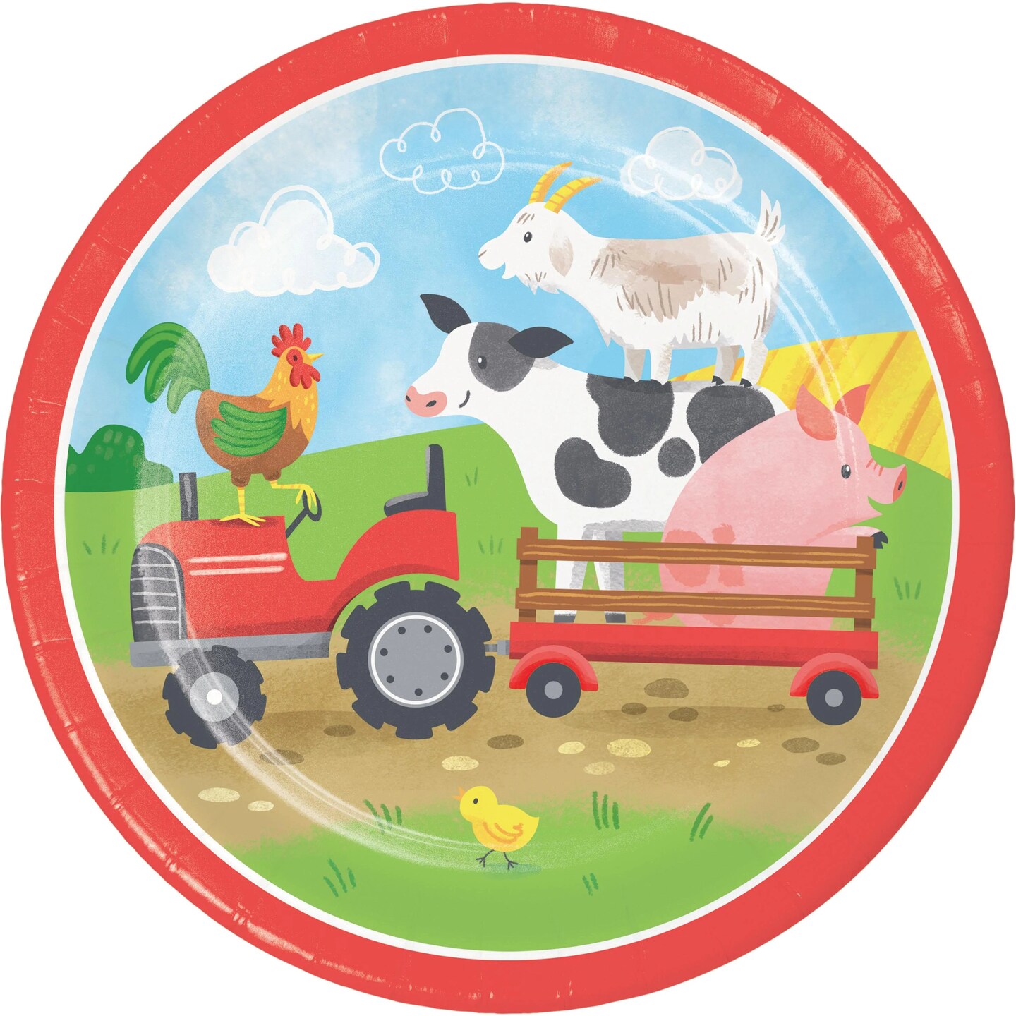 Farm Animals 7 Inch Paper Dessert Plate (8/Pkg)