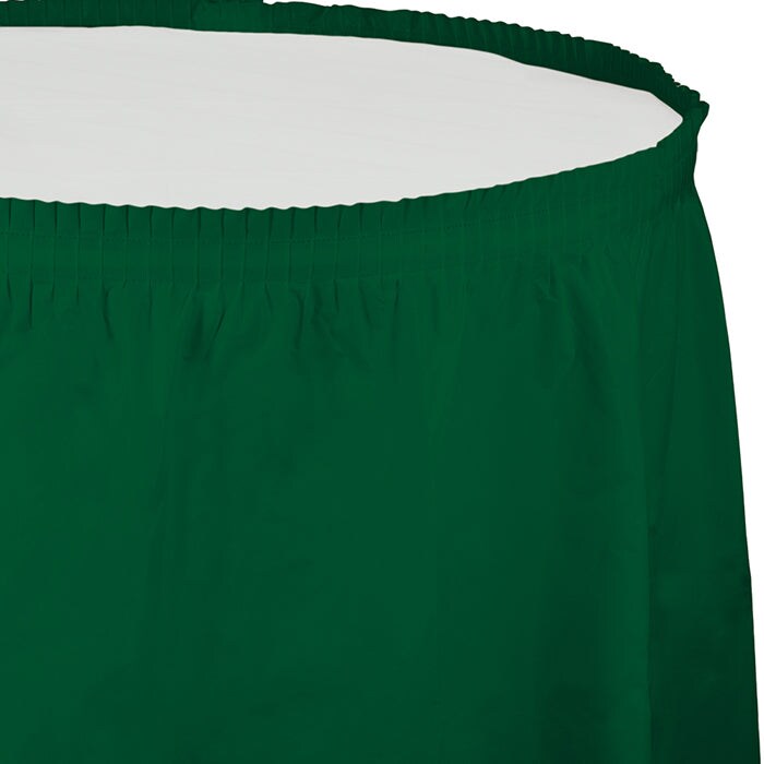 Hunter Green Plastic Tableskirt, 14&#x27; X 29&#x22;