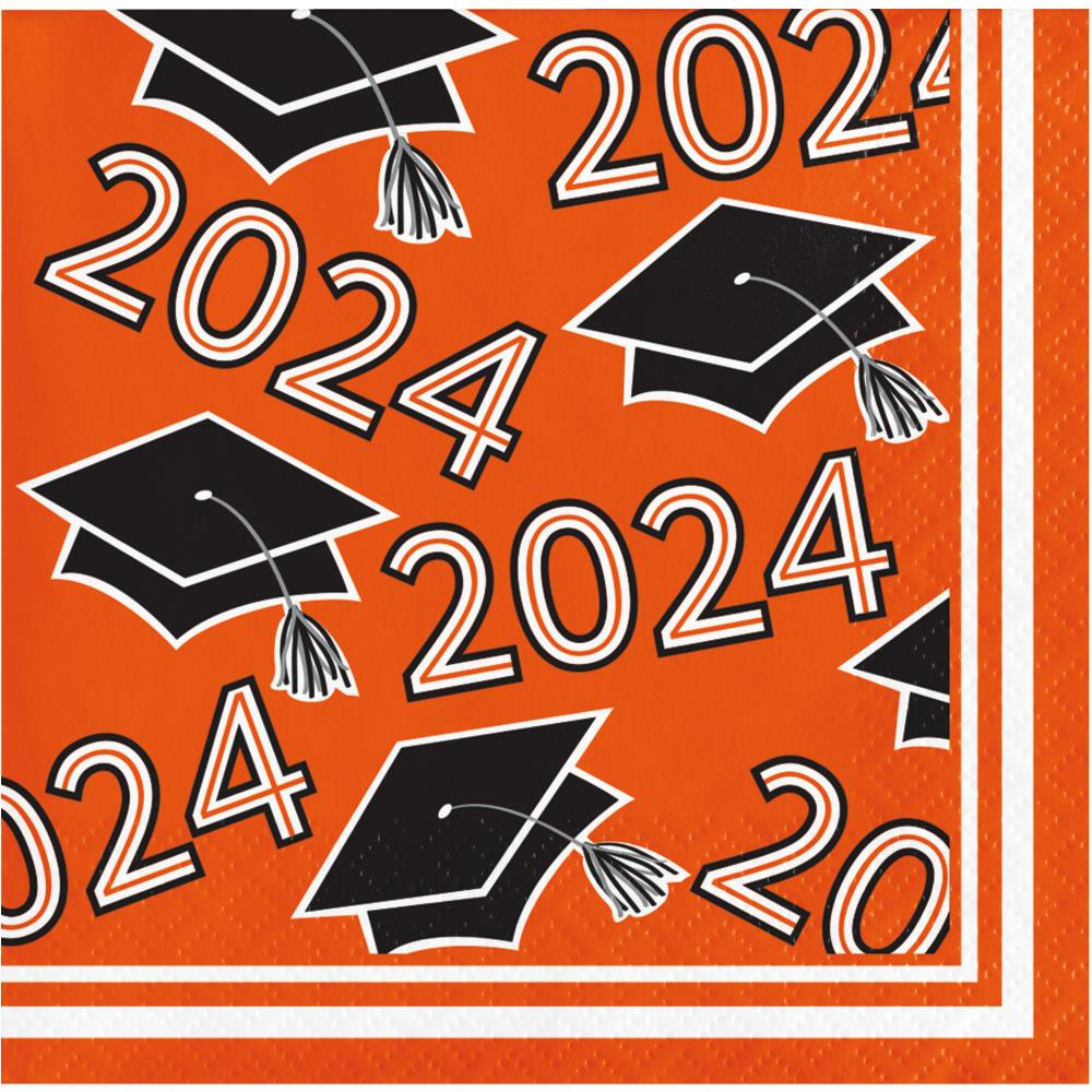 Orange Graduation Class of 2024 2Ply Beverage Napkin (36/Pkg)