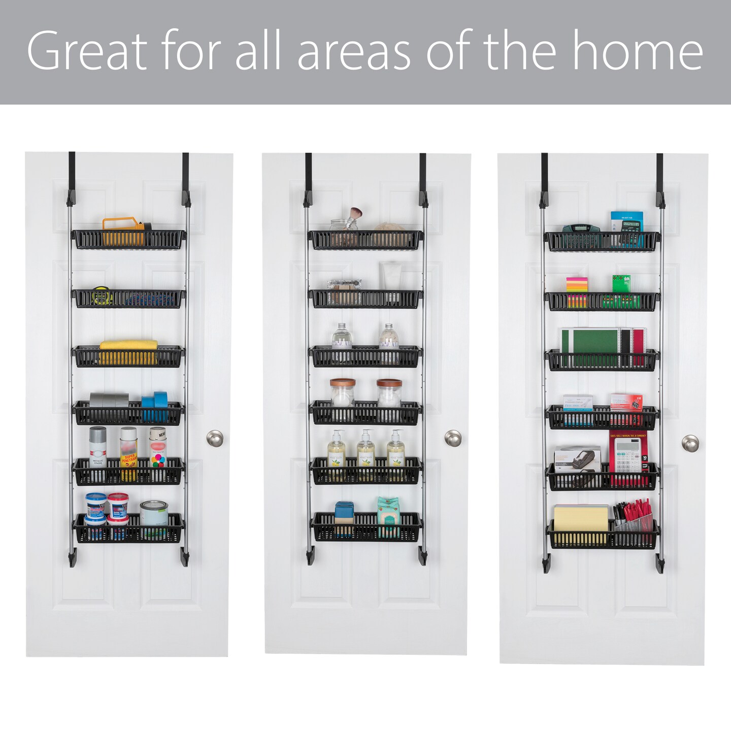 Smart Design 6-Tier Over The Door Organizer with 6 Full Baskets - White