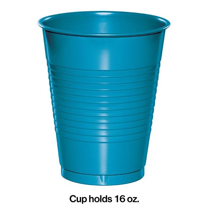 Turquoise Blue Plastic Cups, 20 ct