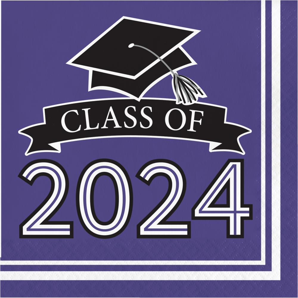 Purple Graduation Class of 2024 2Ply Luncheon Napkin (36/Pkg)