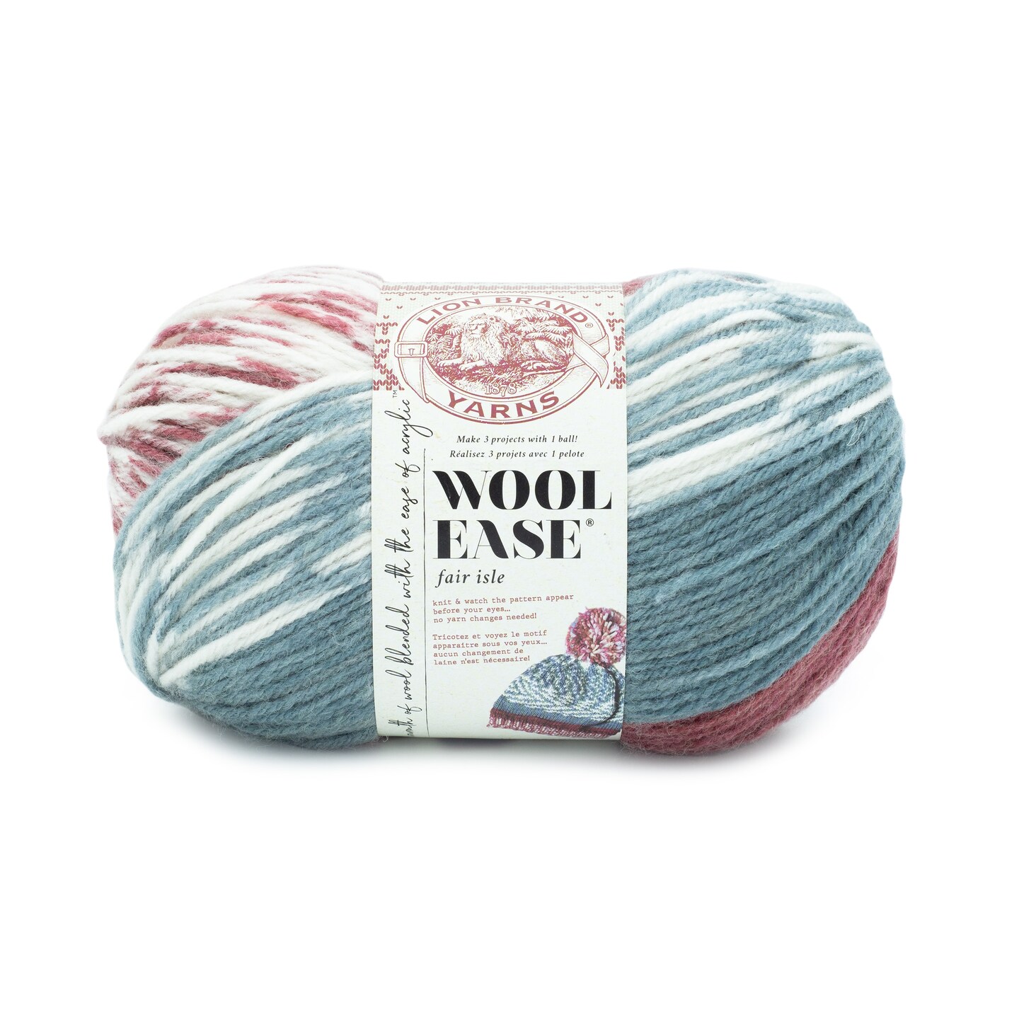 Lion Brand Wool-Ease Fair Isle Yarn-Rose/Blossom