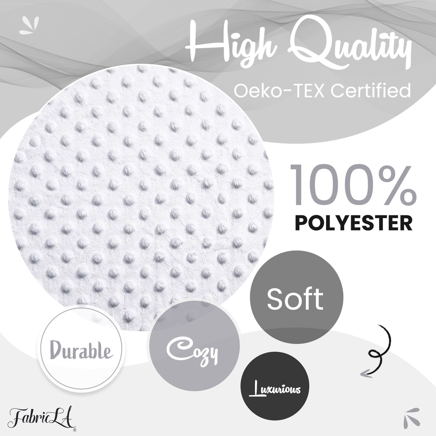Minky Fabric by The Yard | Oeko-TEX Certified Plush Fabric | Soft Minky Dimple Dot Cuddle Fabric | 60" inches Wide | Baby Blanket, Apparel, Throws
