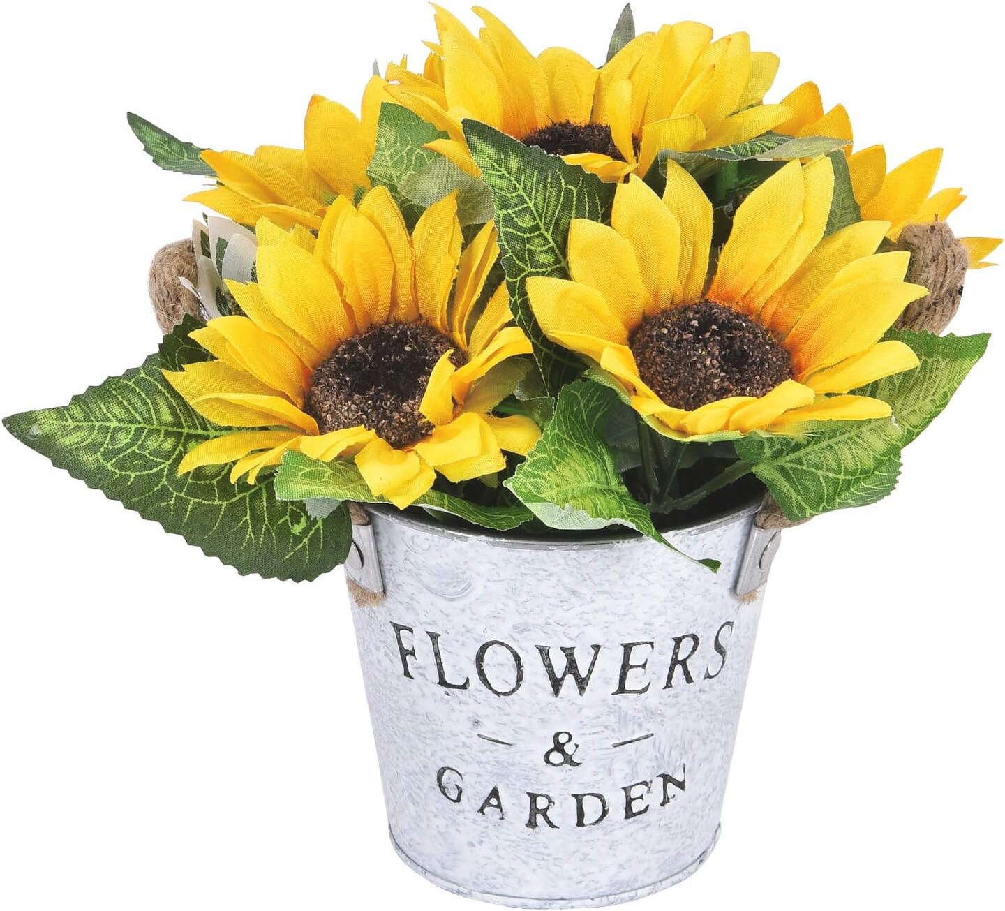 Silky Sunflower Bouquet in Metal Pot &#x2013; Perfect for Weddings, Parties, and Home Decor