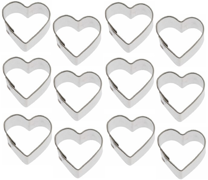 1 Dozen 12 Tiny Mini Heart 1'' Cookie Cutters Wedding Favors Party Gifts Metal Love Valentine