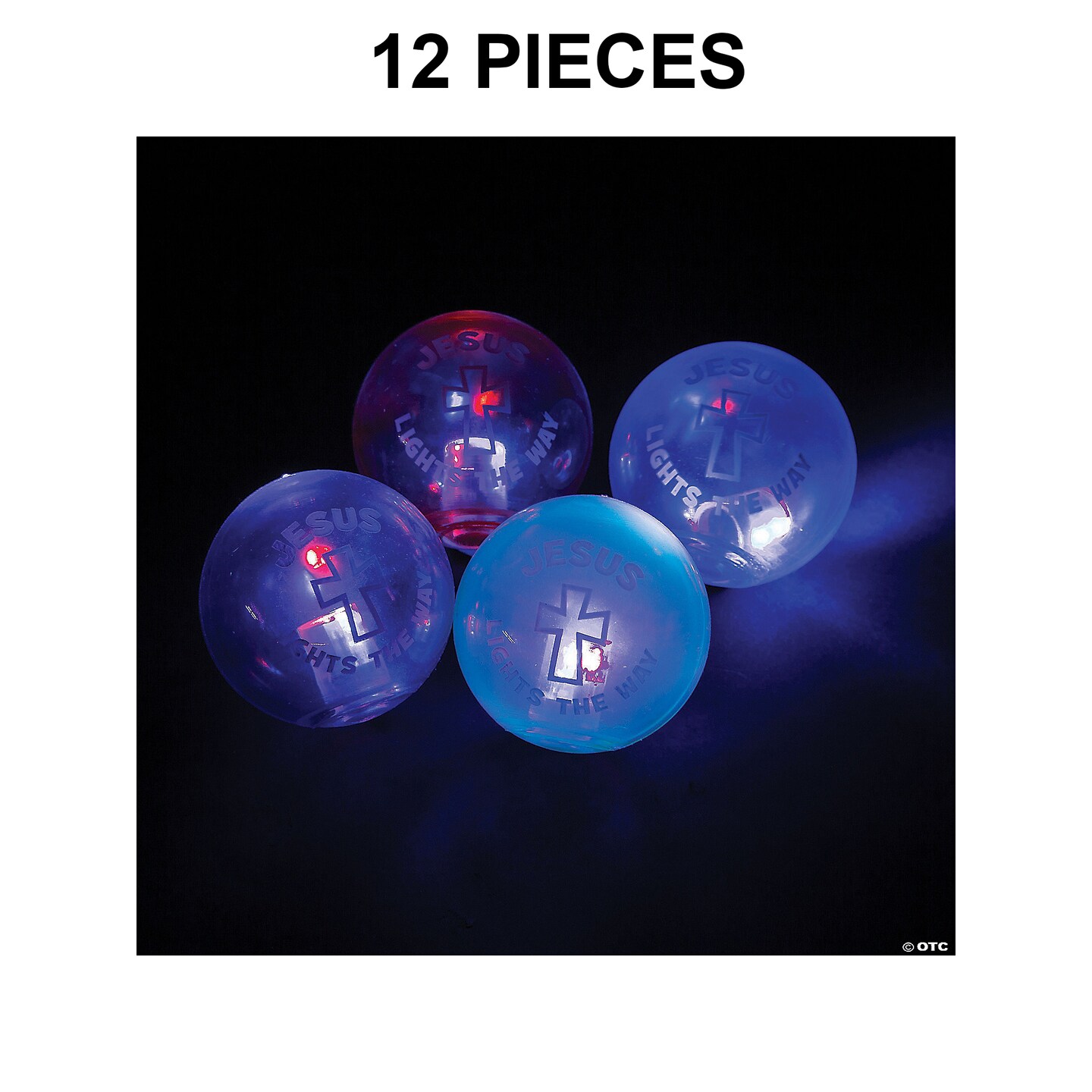 2&#x22; Mini Jesus Lights the Way Light-Up Rubber Bouncy Balls - 12 Pc.