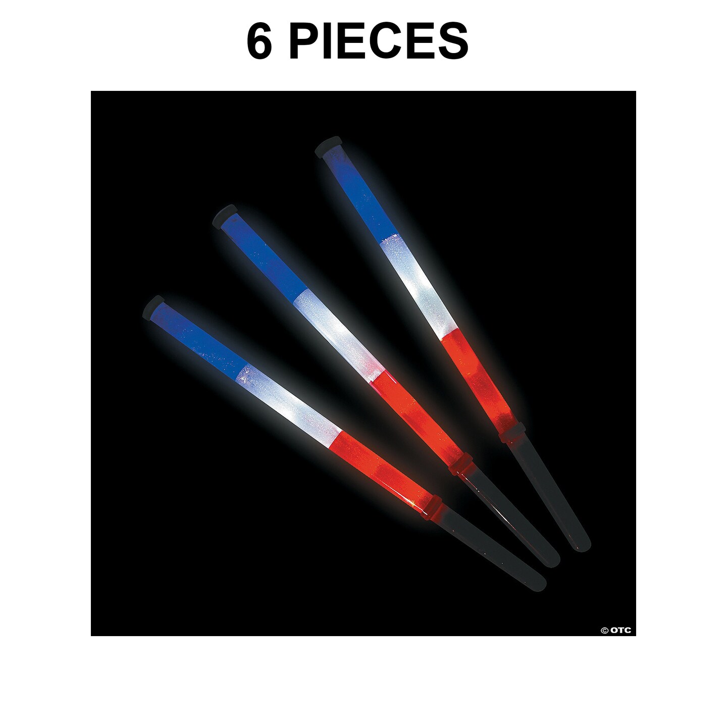 18 1/4&#x22; Patriotic Light-Up Flashing Red, White &#x26; Blue Plastic Batons - 6 Pc.