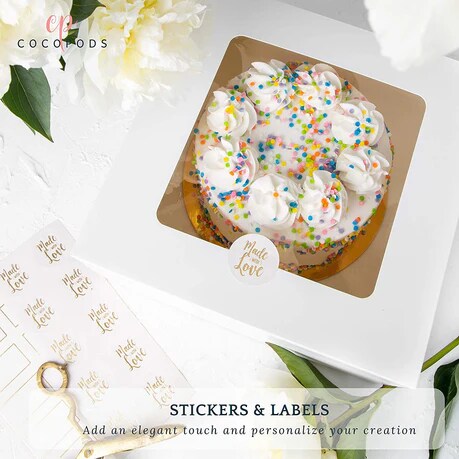 10 x 10 x 5&#x22; White Bakery Boxes with Window Pastry Boxes for Cakes, Cookies and Desserts